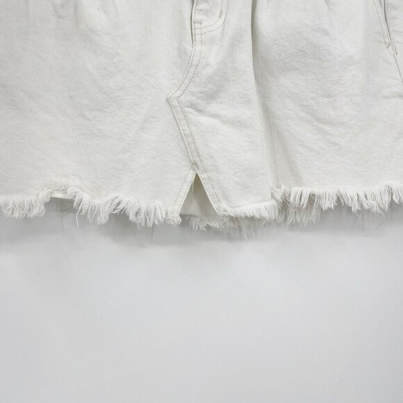 We The Free White Denim Skirt 27 Raw Hem Jean Mini Free People Boho - Picture 6 of 12
